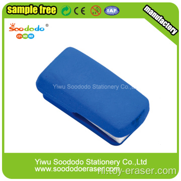 Blauwe nietmachine kleurrijke gummen, Free Sample Eraser
